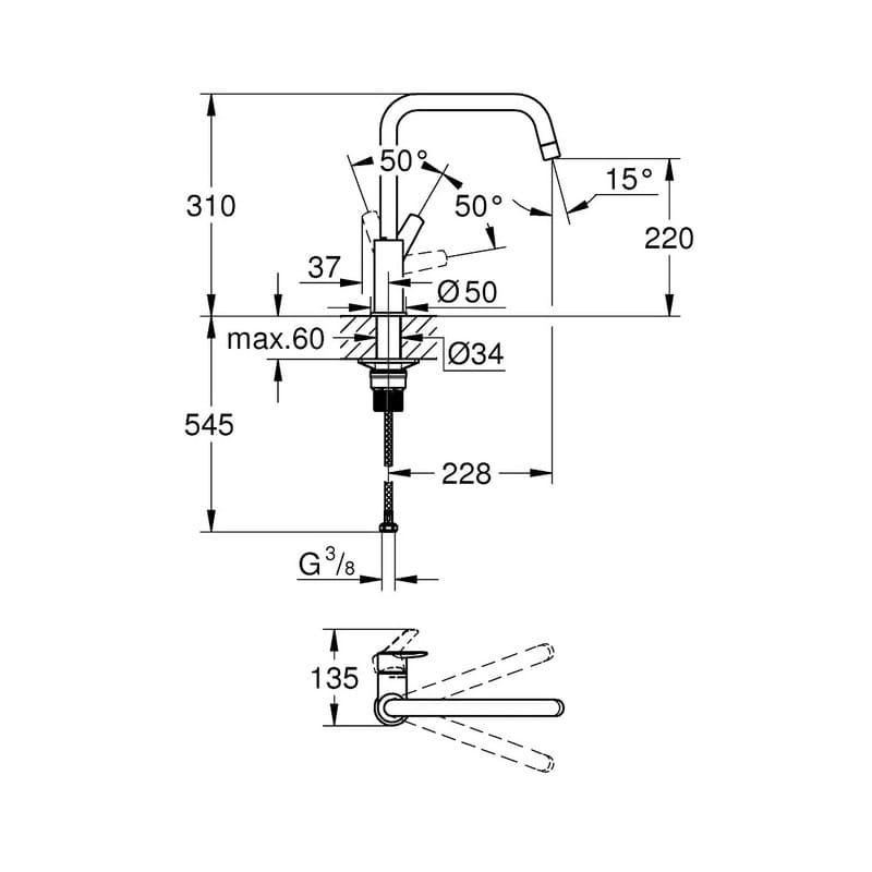 GROHE Eurosmart 305672430 Кухненски смесител черен мат - ОНЛАЙН промоция - Image 3