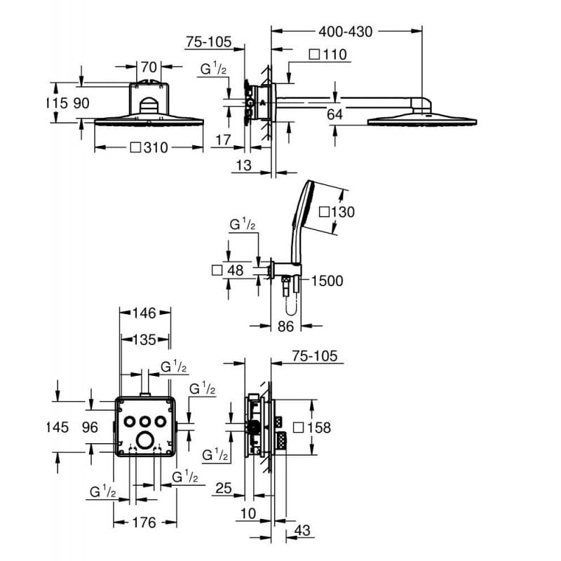 GROHE Grohtherm SmartControl Cube 34864000 Комплект душ система с 3 извода - ОНЛАЙН промоция - Image 4