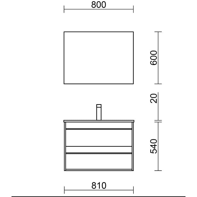 SALGAR ATTILA 80 см Шкаф с мивка и огледало - Image 6