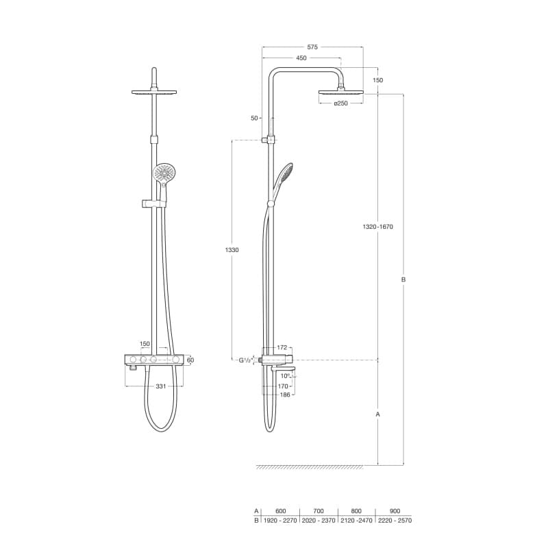 ROCA Index-T Switch термостатична душ колона 3 пътна с полица и прибиращ се чучур A5A9H09C00 - Image 5