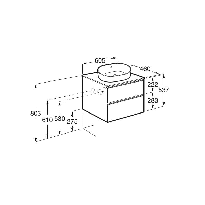 ROCA The Gap Мебел за умивалник върху плот 605mm, бял A851500806 - Image 2