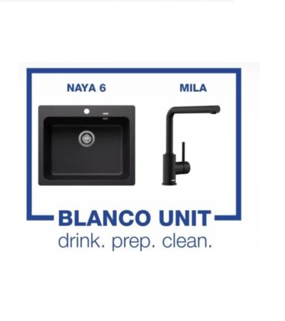 Кухненските мивки BLANCO са произведени в Германия и са от висококачествен материал SILGRANIT. Всяка мивка BLANCO от стандартния клас е в комплект с преливна арматура и сифон. Мивките BLANCO притежават сертификат за най-високо ниво на хигиеничност. Покупката на този продукт Ви осигурява комфорт и лекота при работа в кухнята. - SILGRANIT® - Размери 615х510 мм - Подходяща за монтаж в шкаф 60 см - Крепежни елементи - Преливна арматура 3 ½” Смесителят е в цвят черен мат 526657 В окомплектовката на мивката има крепежни елементи, преливна арматура с решетка 3 1/2” и сифон.