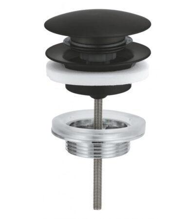 Клик клак сифон за мивка Grohe 1024642430, Универсален, Отваряне с натискане, Мат, Черен