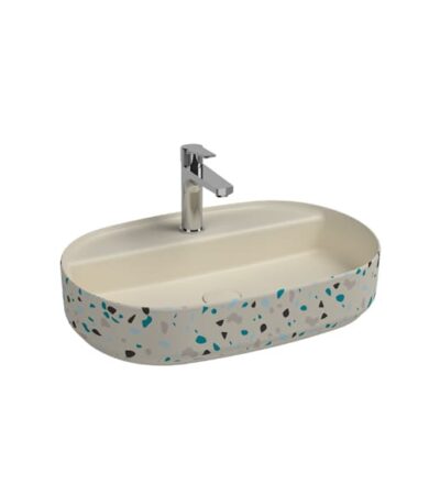 INFINITY Мивка върху плот с отвор за смесител 60*40см, Ivory Terrazzo, Беж Терацио
