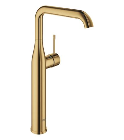 IЗлатен смесител за баня Grohe • Метална ръкохватка • Високо тяло за стоящи мивки тип "Купа" • GROHE SilkMove 28 mm керамичен картуш • С ограничител на температурата • GROHE StarLight - хром • GROHE EcoJoy аератор 5,7 l/min • GROHE AquaGuide-регулируем аератор • GROHE QuickFix Plus - система за бърз монтаж • Въртящ се чучур с аератор и дебитен ограничител