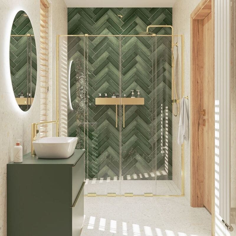 Зелени, малки фаянсови плочки за баня и кухня Masovia Verde Gloss STR 7.8×29.8 Tubadzin