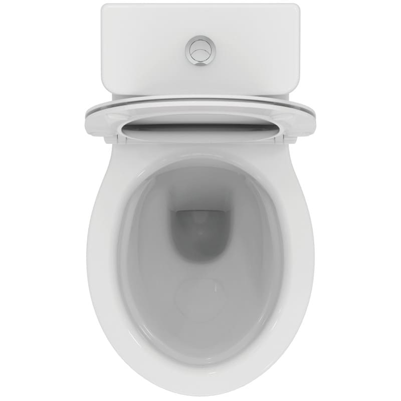 • WC комплект Eurovit+ RimLS+ • Къса проекция - 62 cm • Хоризонтално (универсално) оттичане • 4/2,5 L, долно водоподаване, с отложено пълнене • Включва: антибактериална тоалетна седалка с плавно затваряне (E3354HY): дуропласт, сандвич дизайн • Easy Take Off крепежи ( функционира с 1 интуитивен бутон) • Включва: монтажен комплект (TT0257919)