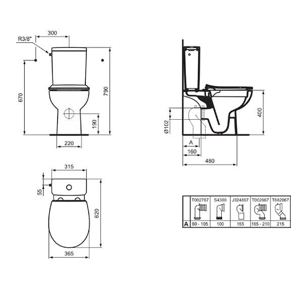 IDEAL STANDARD EVROVIT 62 см къса проекция WC ПРОМО комплект моноблок W843301 + технология RimLS+ - Image 2