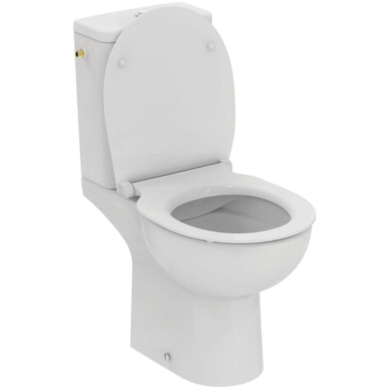 ПРОМО W843301 EVROVIT WC комплект + технология RimLS+, хоризонтално оттичане, казанче със странично захранване , тоалетна седалка с плавно затваряне