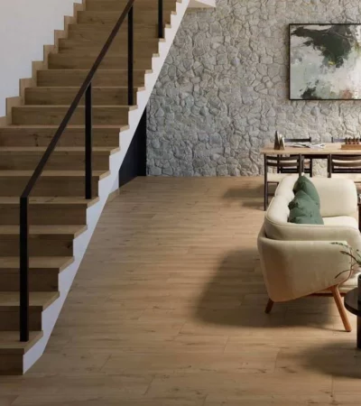 гранитогресни стъпала с дървесна визия Amazonia Miel Mayor Ceramica