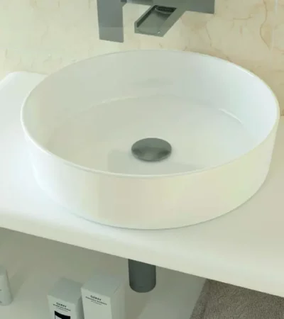 Мивка за плот – Fuji бял гланц Ǿ35×12см. Zenon