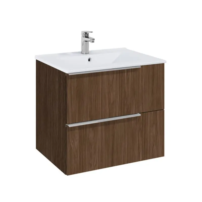 Шкаф 600 mm, Elegant plus alpine walnut с 2 чекмеджета и умивалник ROCA Elegant Plus A852018540