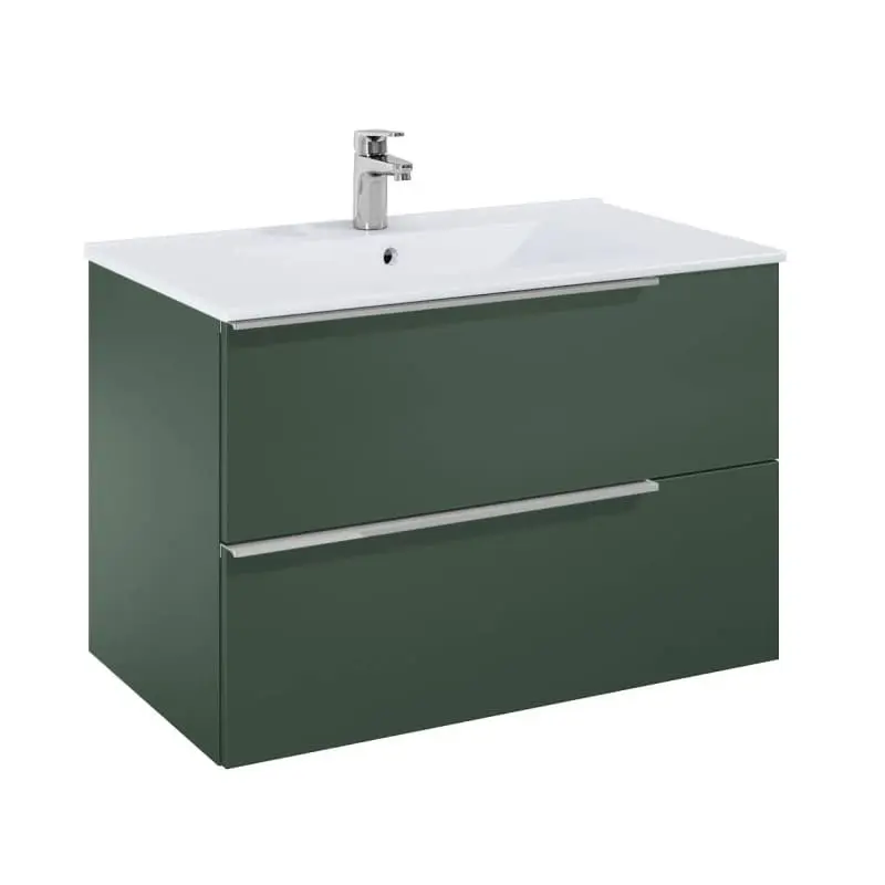 ELEGANT PLUS шкаф за баня с 2 чекмеджета и умивалник 80 см, цвят GREEN A852019534 и дръжки по избор